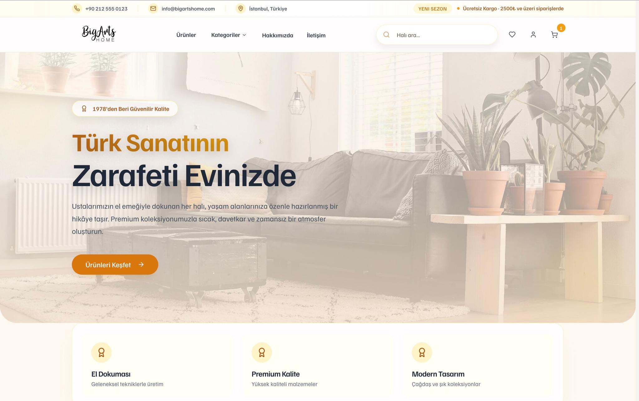 BigArts Home - Unlimited Medya Full Stack projesi